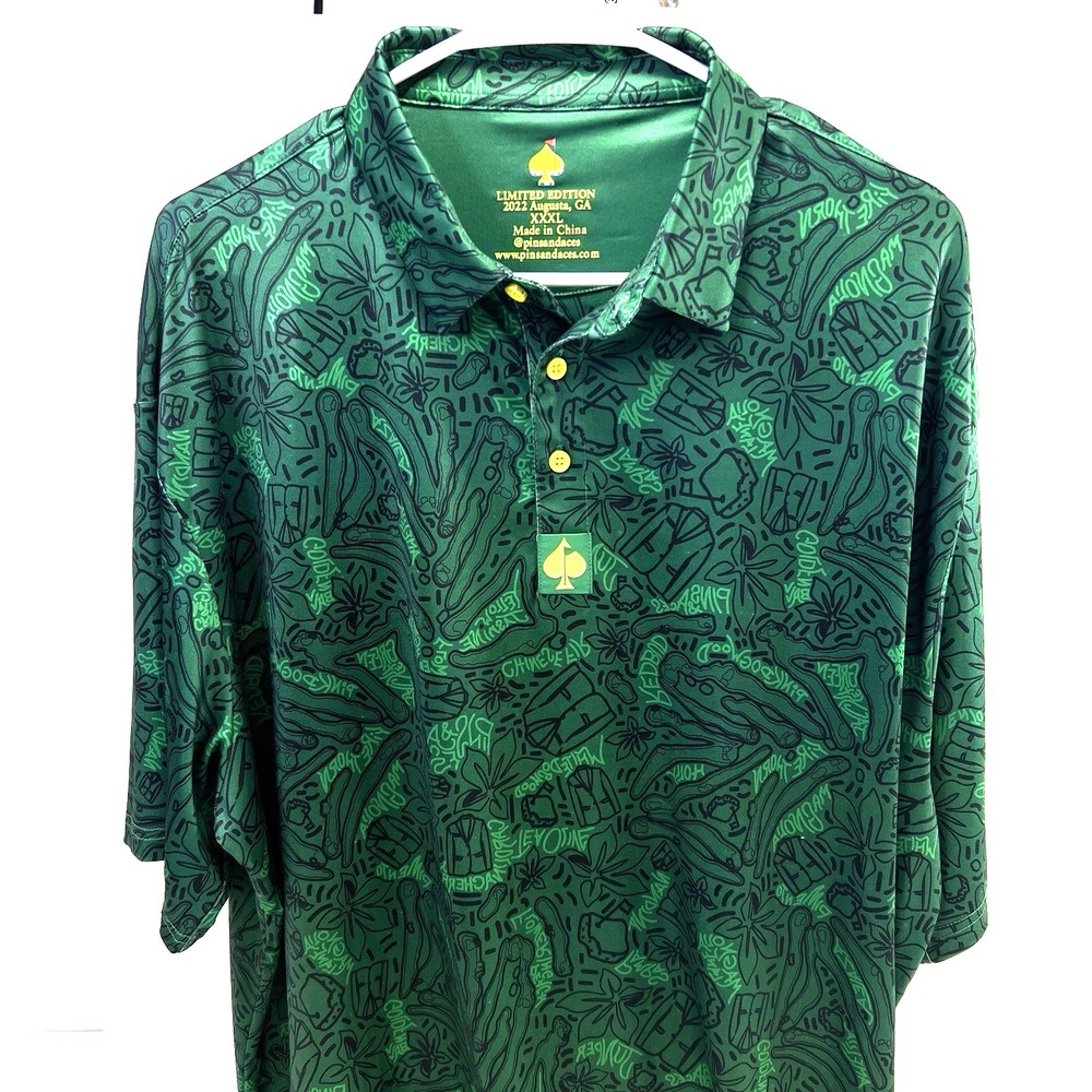 Pins & Aces 2022 Augusta Limited Edition Green Topo Golf Polo Shirt Mens XXXL‎